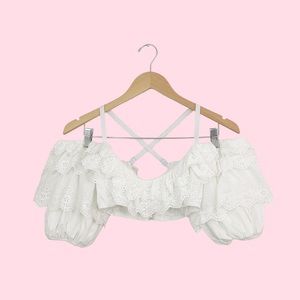 HOUSE OF CB OLENA EYELET CROP TOP SMALL